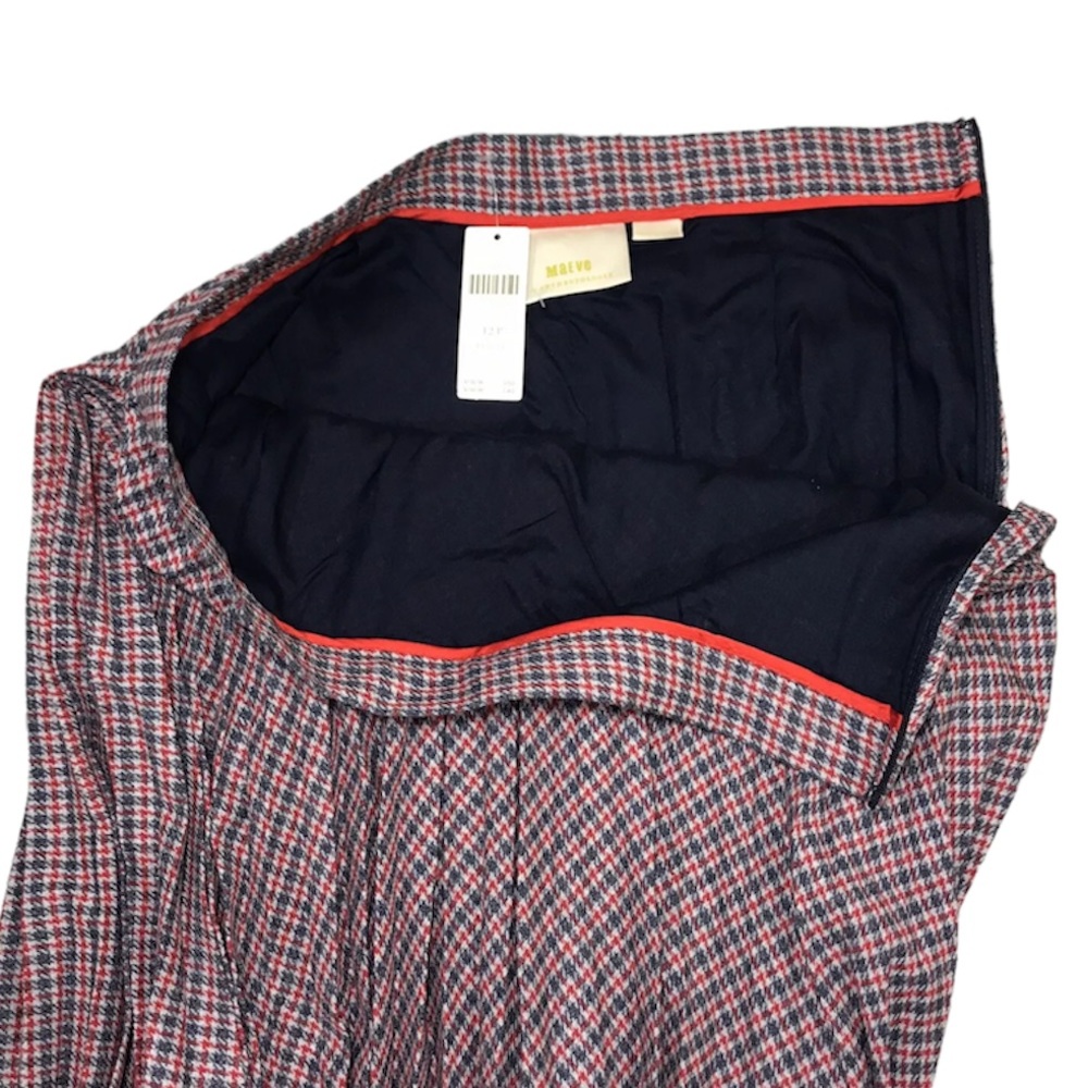 Anthropologie Maeve Plaid Skirt Pleated A-Line High Waist Knit Midi Women’s 12 P - Picture 8 of 13